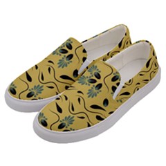 Folk Flowers Print Floral Pattern Ethnic Art Men s Canvas Slip Ons by Eskimos