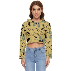 Folk Flowers Print Floral Pattern Ethnic Art Women s Lightweight Cropped Hoodie