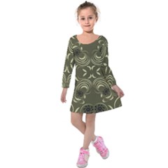 Folk Flowers Print Floral Pattern Ethnic Art Kids  Long Sleeve Velvet Dress by Eskimos