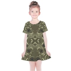 Folk Flowers Print Floral Pattern Ethnic Art Kids  Simple Cotton Dress by Eskimos