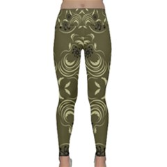 Folk Flowers Print Floral Pattern Ethnic Art Lightweight Velour Classic Yoga Leggings by Eskimos