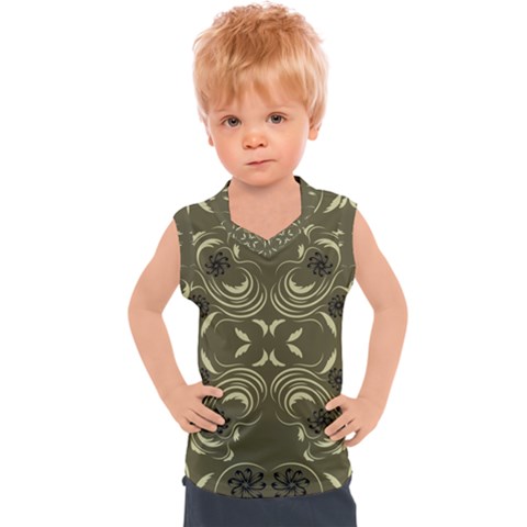 Folk Flowers Print Floral Pattern Ethnic Art Kids  Sport Tank Top by Eskimos