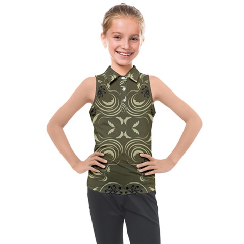 Folk Flowers Print Floral Pattern Ethnic Art Kids  Sleeveless Polo Tee by Eskimos