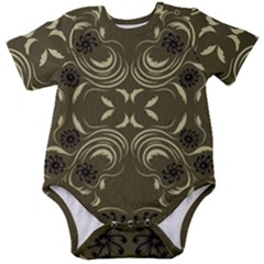 Folk Flowers Print Floral Pattern Ethnic Art Baby Short Sleeve Onesie Bodysuit by Eskimos