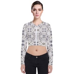 Folk Flowers Print Floral Pattern Ethnic Art Long Sleeve Zip Up Bomber Jacket by Eskimos