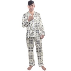 Folk Flowers Print Floral Pattern Ethnic Art Men s Long Sleeve Satin Pajamas Set by Eskimos