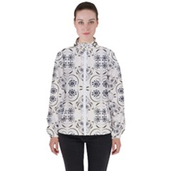 Folk Flowers Print Floral Pattern Ethnic Art Women s High Neck Windbreaker by Eskimos