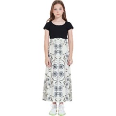 Folk Flowers Print Floral Pattern Ethnic Art Kids  Flared Maxi Skirt by Eskimos