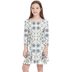 Folk Flowers Print Floral Pattern Ethnic Art Kids  Quarter Sleeve Skater Dress by Eskimos