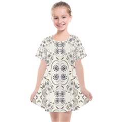 Folk Flowers Print Floral Pattern Ethnic Art Kids  Smock Dress by Eskimos