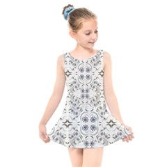 Folk Flowers Print Floral Pattern Ethnic Art Kids  Skater Dress Swimsuit by Eskimos