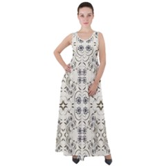 Folk Flowers Print Floral Pattern Ethnic Art Empire Waist Velour Maxi Dress by Eskimos