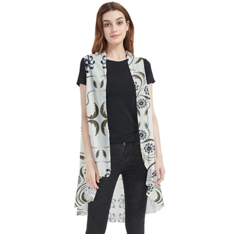 Folk Flowers Print Floral Pattern Ethnic Art Sleeveless Chiffon Waistcoat Shirt by Eskimos