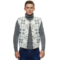 Folk Flowers Print Floral Pattern Ethnic Art Men s Short Button Up Puffer Vest	 by Eskimos