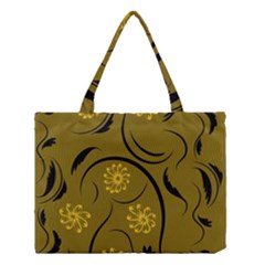 Folk Flowers Print Floral Pattern Ethnic Art Medium Tote Bag by Eskimos