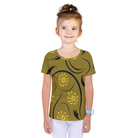 Folk Flowers Print Floral Pattern Ethnic Art Kids  One Piece Tee by Eskimos