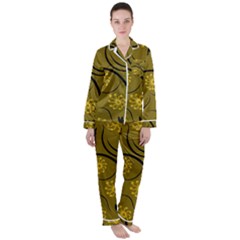 Folk Flowers Print Floral Pattern Ethnic Art Satin Long Sleeve Pajamas Set by Eskimos