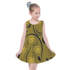 Folk Flowers Print Floral Pattern Ethnic Art Kids  Summer Dress by Eskimos