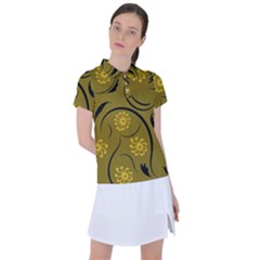 Folk Flowers Print Floral Pattern Ethnic Art Women s Polo Tee