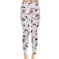 Folk Flowers Print Floral Pattern Ethnic Art Leggings  by Eskimos