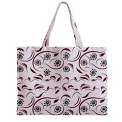 Folk Flowers Print Floral Pattern Ethnic Art Zipper Mini Tote Bag by Eskimos