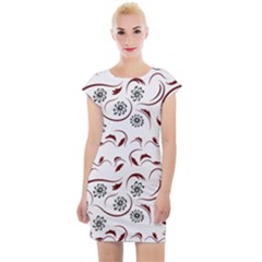 Folk Flowers Print Floral Pattern Ethnic Art Cap Sleeve Bodycon Dress by Eskimos