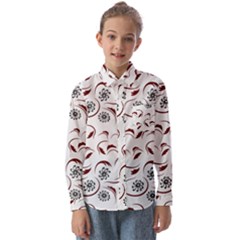 Folk Flowers Print Floral Pattern Ethnic Art Kids  Long Sleeve Shirt by Eskimos