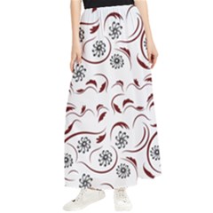 Folk Flowers Print Floral Pattern Ethnic Art Maxi Chiffon Skirt by Eskimos