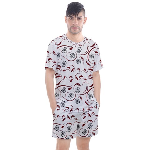 Folk Flowers Print Floral Pattern Ethnic Art Men s Mesh Tee And Shorts Set by Eskimos