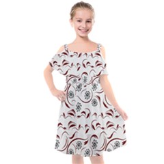 Folk Flowers Print Floral Pattern Ethnic Art Kids  Cut Out Shoulders Chiffon Dress by Eskimos