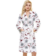 Folk Flowers Print Floral Pattern Ethnic Art Long Sleeve Velour Robe