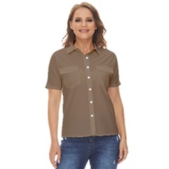 Coca Mocha Women s Short Sleeve Double Pocket Shirt