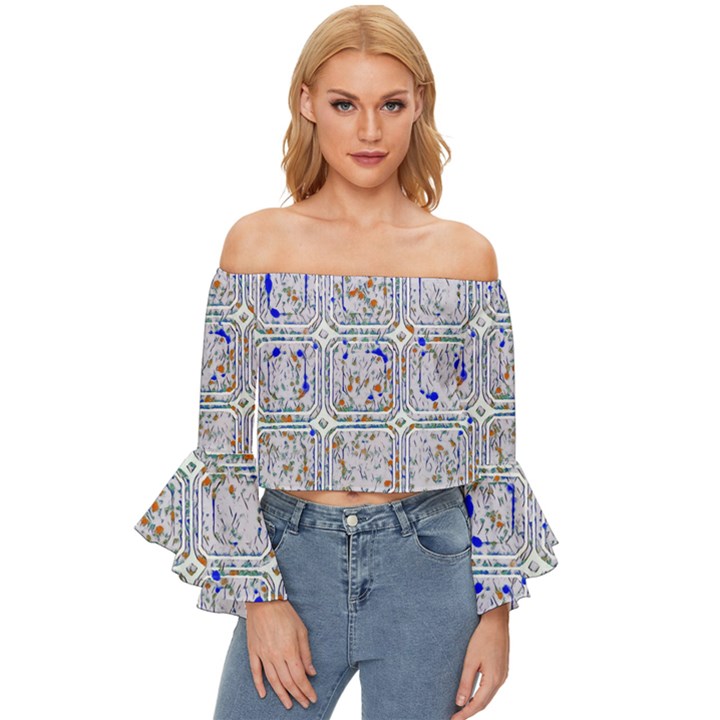 Off Shoulder Flutter Bell Sleeve Top