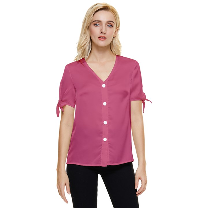 Innuendo Bow Sleeve Button Up Top