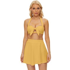 Daffodil Vintage Style Bikini Top And Skirt Set 