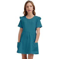 Harbor Blue Kids  Frilly Sleeves Pocket Dress