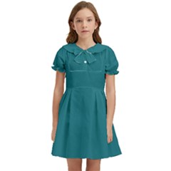 Harbor Blue Kids  Bow Tie Puff Sleeve Dress