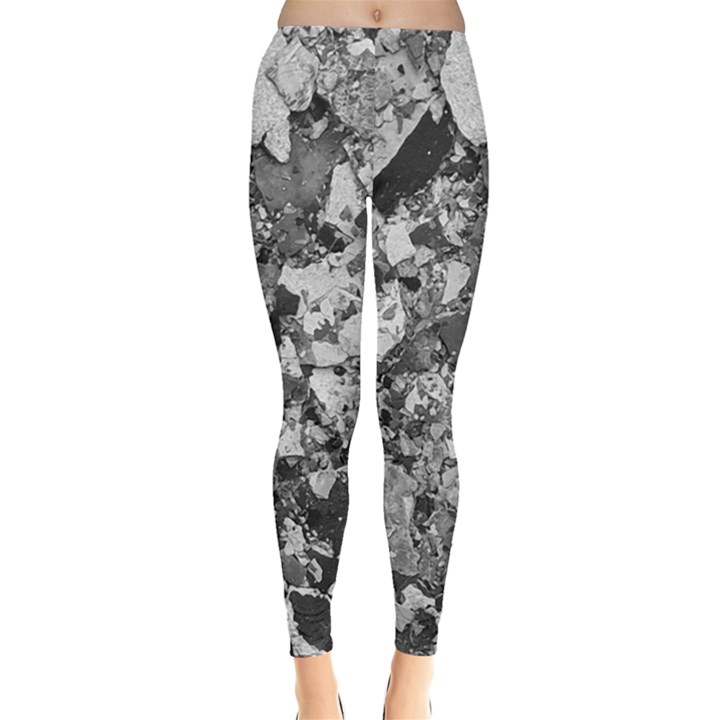 Black And White Debris Texture Print Leggings 