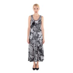 Black And White Debris Texture Print Sleeveless Maxi Dress