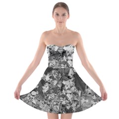 Black And White Debris Texture Print Strapless Bra Top Dress