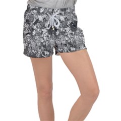 Black And White Debris Texture Print Velour Lounge Shorts by dflcprintsclothing