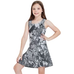 Black And White Debris Texture Print Kids  Lightweight Sleeveless Dress by dflcprintsclothing