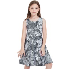 Black And White Debris Texture Print Kids  Skater Dress by dflcprintsclothing