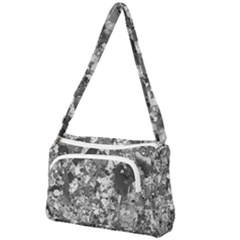 Black And White Debris Texture Print Front Pocket Crossbody Bag by dflcprintsclothing