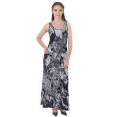 Black And White Debris Texture Print Sleeveless Velour Maxi Dress by dflcprintsclothing