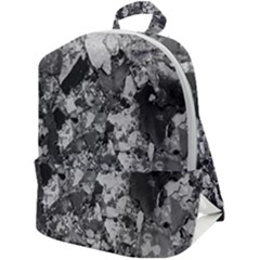 Black And White Debris Texture Print Zip Up Backpack by dflcprintsclothing