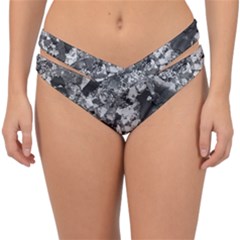 Black And White Debris Texture Print Double Strap Halter Bikini Bottom