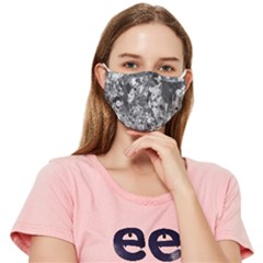 Black And White Debris Texture Print Fitted Cloth Face Mask (adult)