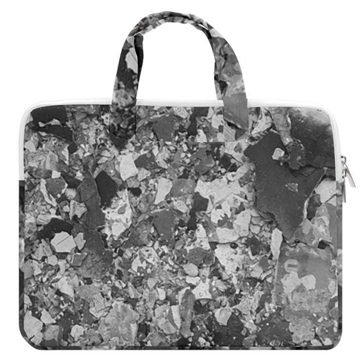 Black And White Debris Texture Print MacBook Pro13  Double Pocket Laptop Bag