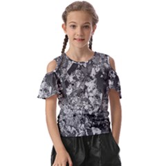 Black And White Debris Texture Print Kids  Butterfly Cutout Tee